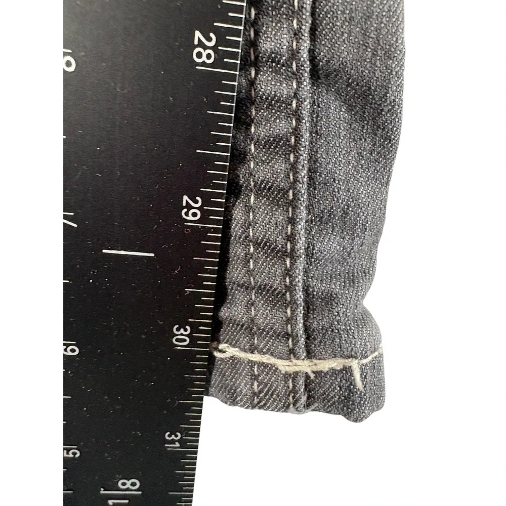 Prana‎ Jeans Womens 2 Dark Gray Flannel Lined Dark Wash Straight Leg Stitched